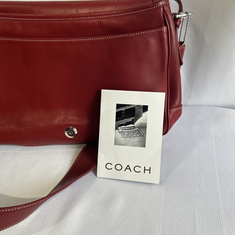 Coach Bag Leather Red #7750 Shoulder Cross Body Bag - Picture 11 of 13